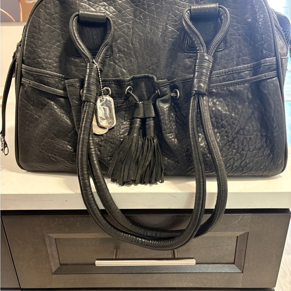 Elegant Black Dog Carrier with Tassel Accents